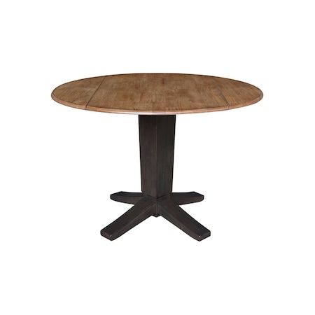 International Concepts 42 in. Solid Wood Round Dual Drop Leaf Dining Pedestal Table - 30.3 in.High in Hickory/Washed Coal K45-42DPT-23B